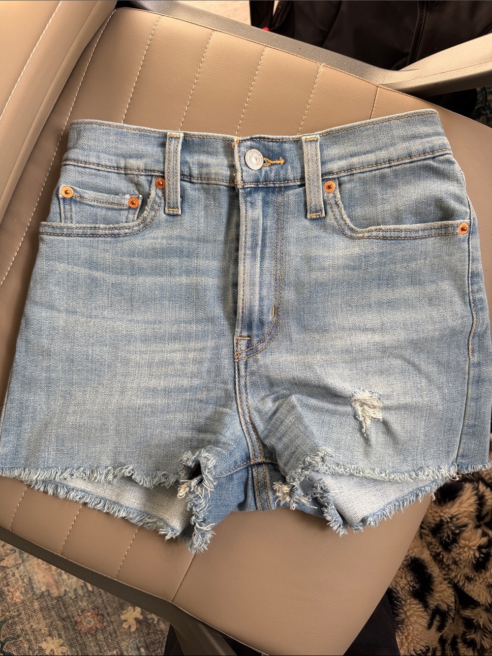 Levi light Blue Distressed Denim Women's Shorts
